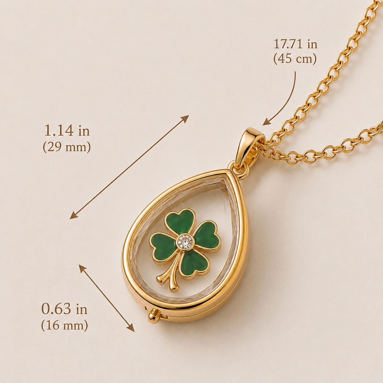 18k Gold-Plated Tear Drop Locket Necklace