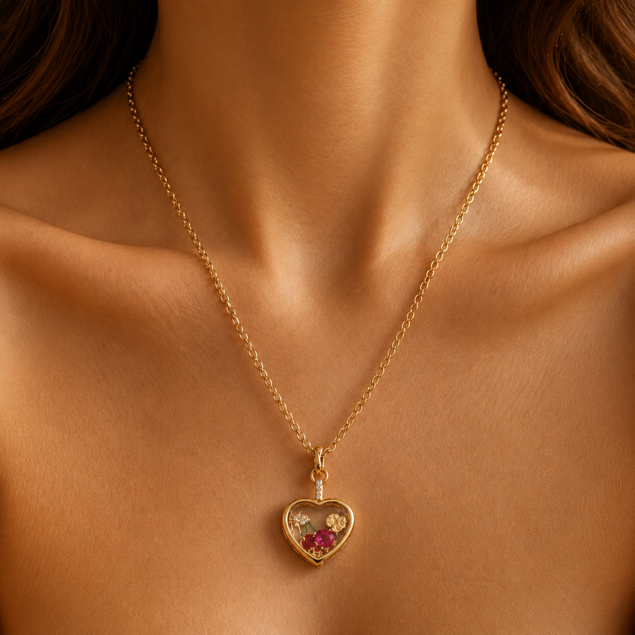 18k Gold-Plated Heart Locket Necklace
