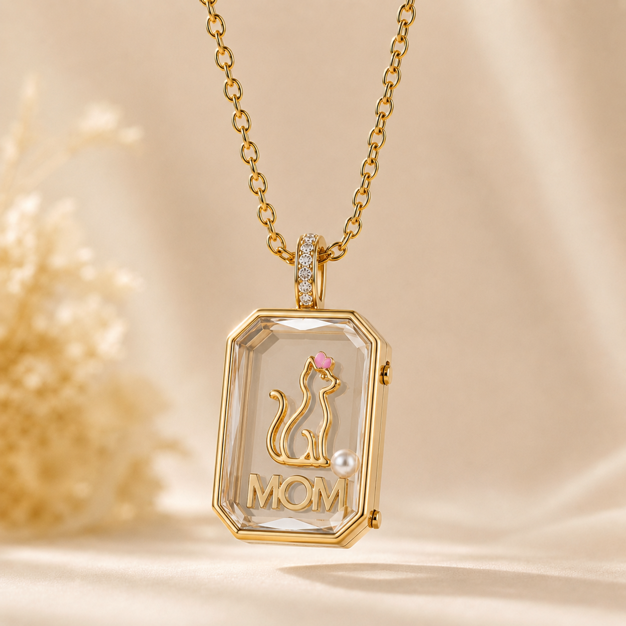 18k Gold-Plated Rectangle Locket Necklace