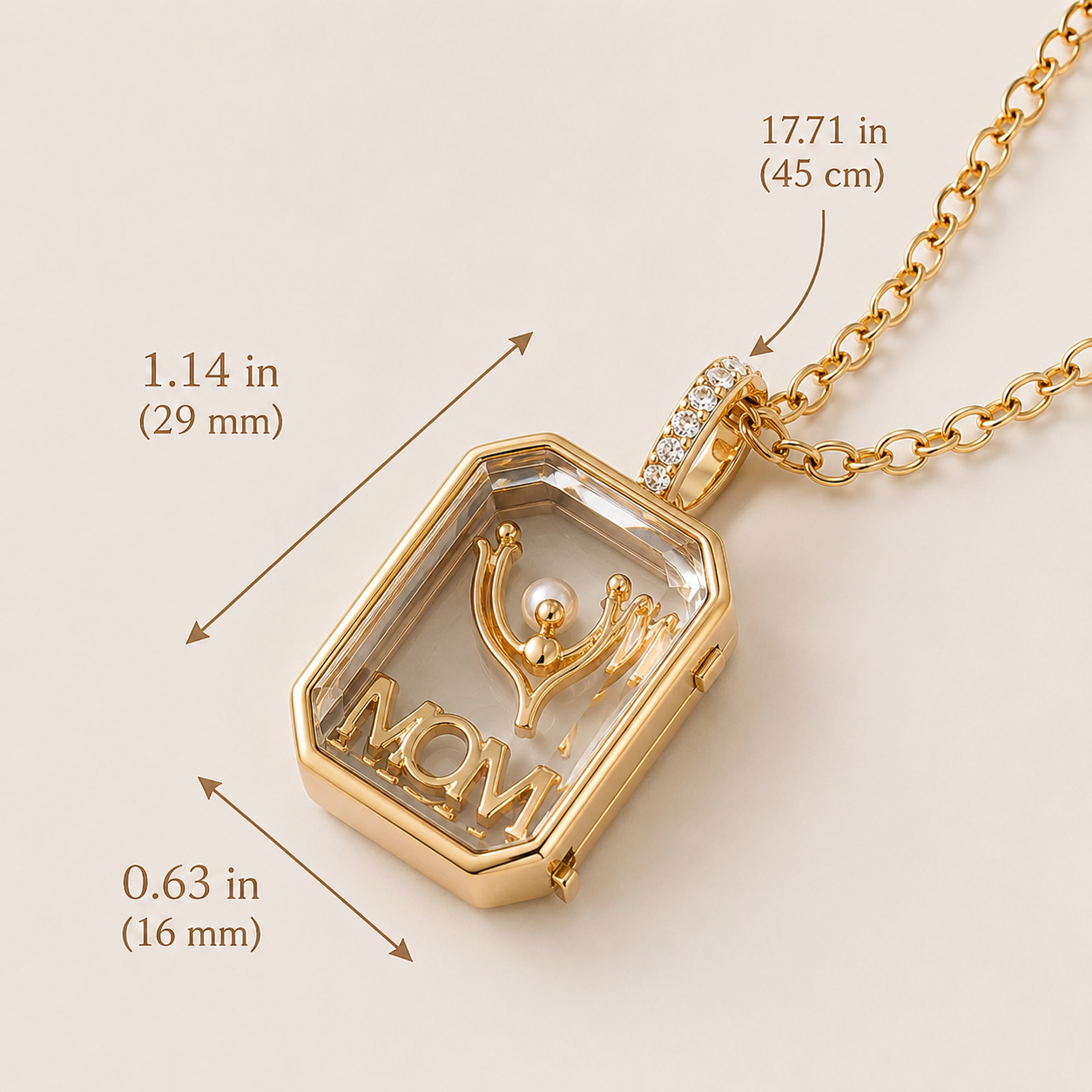 18k Gold-Plated Rectangle Locket Necklace