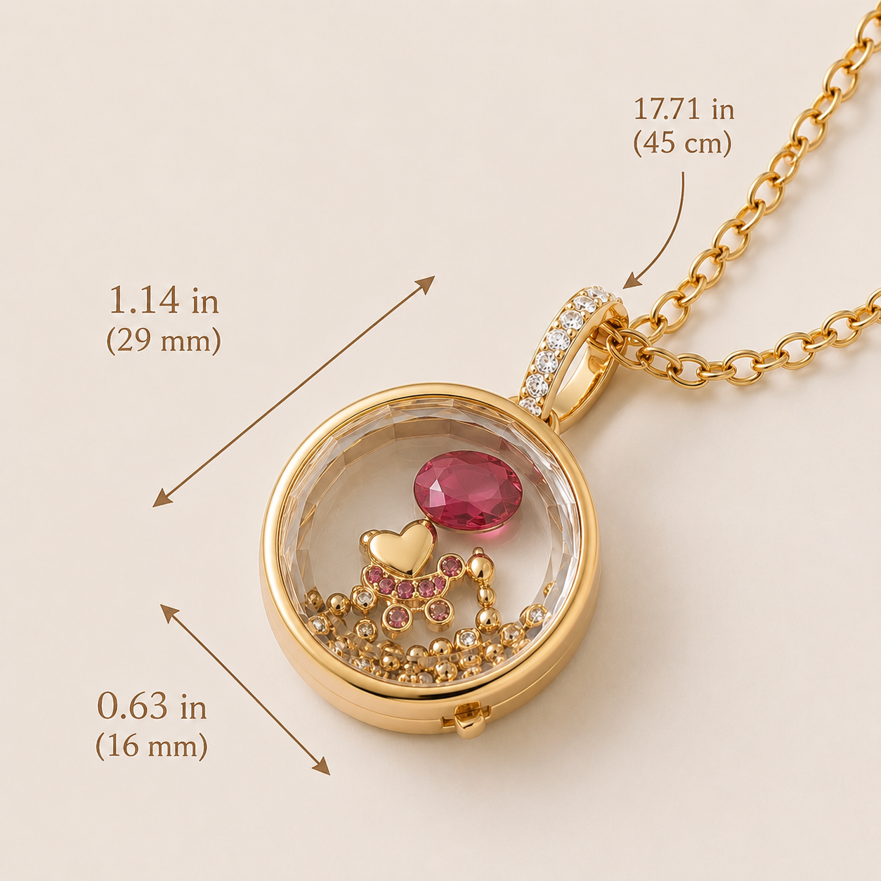 18k Gold-Plated circular Locket Necklace